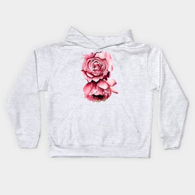 Two Pink Peonies Kids Hoodie by artofsuff